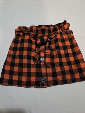 Mia girls 7-8 orange plaid skirt #06